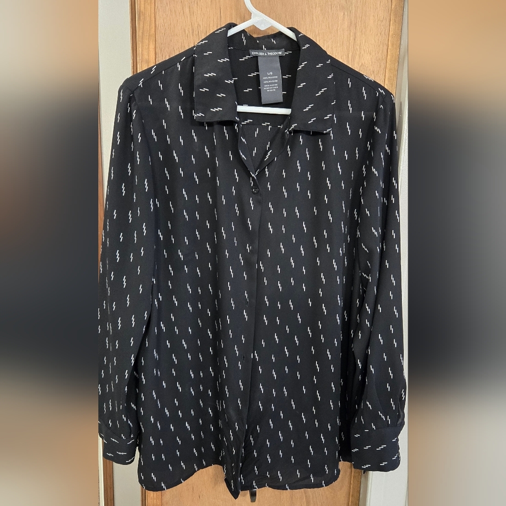 Chelsea & Theodore Black Shirt with White Accents
